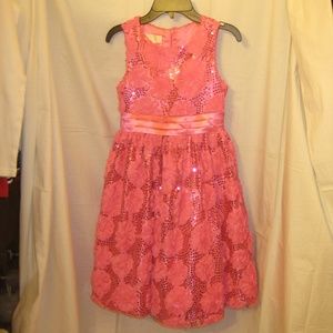 Girls American Princess Pink Lace Dress